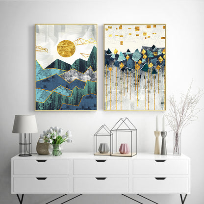 Nordic Geometric Mountain Canvas Set