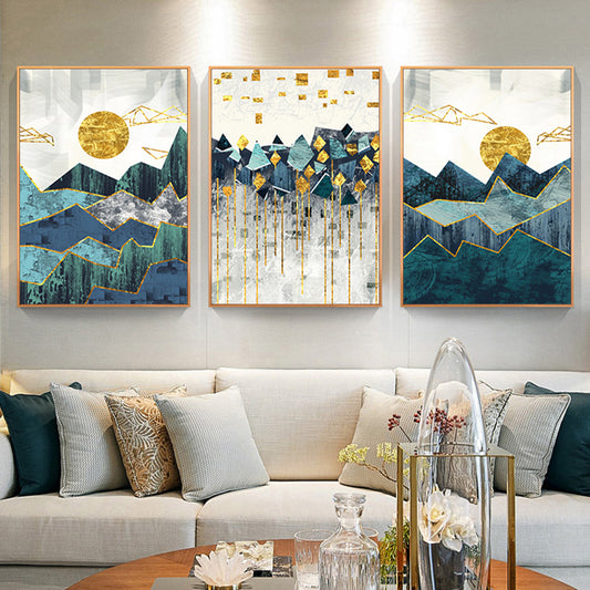 Nordic Geometric Mountain Canvas Set