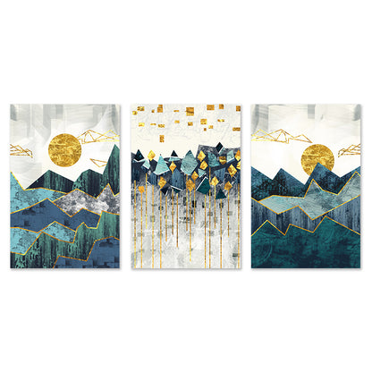 Nordic Geometric Mountain Canvas Set
